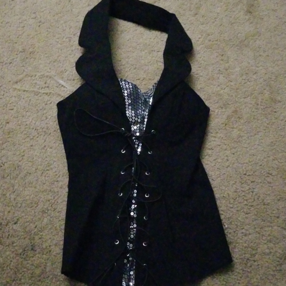 Lovers Lane Sequin Corset Halter Vest